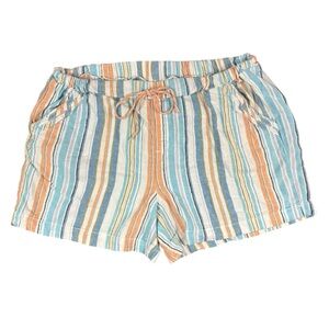 Briggs Linen Blend Casual Shorts w/ Blue, Orange, & White Stripes & Pockets (XL)
